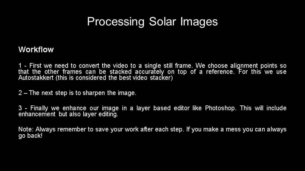 Solar Imaging Tutorial Slide 27